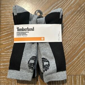 Timberland Performance Cushioned Crew Socks - Black and Gray